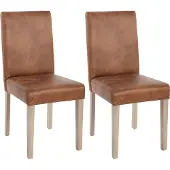 Mendler 2er-Set Esszimmerstuhl Littau, Stuhl Küchenstuhl Textil, WildKunstleder, Beine Struktur - Eiche