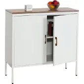 Mendler Kommode MCW-L84, Sideboard Schrank Anrichte, 2 Türen Metall 90x90x40cm, Melamin beschichtet weiß