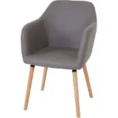 Mendler Esszimmerstuhl Vaasa T381, Stuhl Küchenstuhl, Retro 50er Jahre Design Kunstleder, taupe-grau, helle Beine