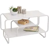 Mendler Couchtisch MCW-O49, Wohnzimmertisch Tisch, Industrial 3 Ablagen, Metall 45x80x40cm weiß