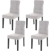 Mendler 4er-Set Esszimmerstuhl HWC-E58, Stuhl Essstühle, MVG- Stoff/Textil grau, dunkle Beine