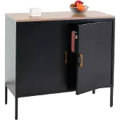 MCW Kommode MCW-L84, Sideboard Schrank Anrichte, 2 Türen Metall 90x90x40cm, Melamin beschichtet schwarz