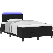 Syfax Boxspringbett mit Matratze mit LED Schwarz 120 x 200 cm Stoff