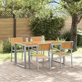 vidaXL 5-teiliges Garten-Esszimmer Set aus massivem Holz Akazie und Metall