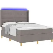 Syfax Boxspringbett mit LED-Lichtleisten Taupe 140 x 190 cm Stoff