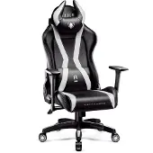 Diablo X-Horn Gaming Stuhl Bürostuhl Schreibtischstuhl 3D Armlehnen Ergonomisches Design Nacken/- Lendenkissen Kunstleder Wippfunktion, Farbe: Schwarz-Weiß, Größe King