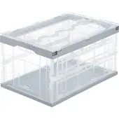Relaxdays 8 x Profi Transportbox, stabil, Gewerbe, hochwertiger Kunststoff, Qualität, 60L, Faltbox HBT 31,5 x 59,5 x 39,5 cm, grau