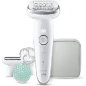 Braun Silk·épil 9 SkinSpa, Epilierer Damen, Farbe:Weiß