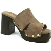 Lazamani Clogs Damen Taupe Wildleder