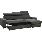 M-Punkt Ecksofa TOKIO Webstoff Anthrazit Schwarz mit Bett und Bettkasten Sofa Schlafsofa Wohnlandschaft Polstergarnitur