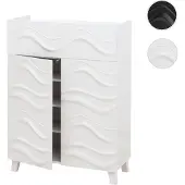 Mendler Kommode HWC-N86, Schrank Sideboard Anrichte, 3D-Wellen-Design Push-to-open Türen 107x76x36cm weiß