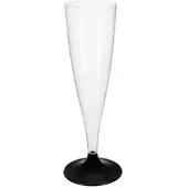 Monouso - Mehrweg Sektglas aus PS Fuß Schwarz 140ml 2-teilig (20 Stück)