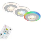 Briloner LED Einbauleuchten CCT RGB-Lichtring Fernbedienung dimmbar IP44 chrom