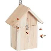 Relaxdays Marienkäferhaus, Marienkäferhotel Garten, zum Aufhängen, Holz unbehandelt, Insektenhotel Marienkäfer, natur