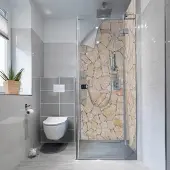 MySPOTTI Duschrückwand-Panel, fresh, Steinoptik, 210x100 cm - beige