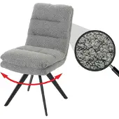 MCW Esszimmerstuhl MCW-G66, Küchenstuhl Stuhl, drehbar Auto-Position Stoff/Textil Bouclé MVG hellgrau