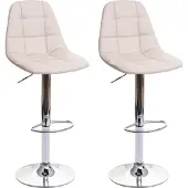Mendler 2er-Set Barhocker MCW-A67, Barstuhl Tresenhocker, MVG- creme-beige, Kunstleder