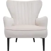Mendler Lounge-Sessel HWC-K37, Cocktailsessel Polstersessel Sessel, Samt (280g/m²) creme-beige