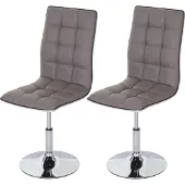 Mendler 2er-Set Esszimmerstuhl HWC-C41, Stuhl Küchenstuhl, höhenverstellbar drehbar, Kunstleder - taupe-grau