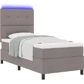Syfax Boxspringbett mit Matratze mit LED Taupe 90 x 190 cm Stoff