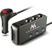Macleans KFZ-Verteiler Ladeadapter Zigarettenanzünder USB-Anschlüsse LED-Voltmeter 12/24V