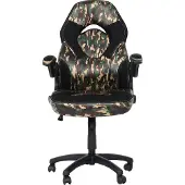 Mendler Bürostuhl HWC-K13, Drehstuhl Gamingstuhl, ergonomisch, verstellbare Armlehne, Kunstleder camouflage-schwarz