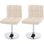 MCW 2er-Set Esszimmerstuhl Drehstuhl Stuhl Cadiz Kunstleder Chrom creme