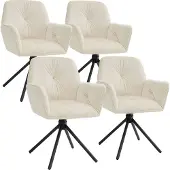 TecTake Drehbarer Esszimmerstuhl Lenia in Samtoptik, gepolstert 56,5 x 54 x 86 cm