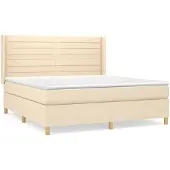Syfax Boxspringbett mit Matratze Creme 180x200 cm Stoff