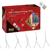 Idena Lichtervorhang 300 LED warmweiß 8h Timer 8 m, mit Netzteil