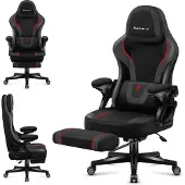 Huzaro Force 4.6 | Gaming Stuhl PC-Stuhl Ergonomisch Bürostuhl | Fußstütze Wippfunktion Verstellbare Kopfstütze Rückenlehne | bis 130 kg | Schwarz