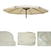 MCW Ersatz-Bezug für Sonnenschirm Carpi Pro, Gastronomie Marktschirm mit Volant Ø 5m, Polyester creme