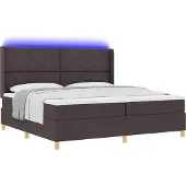 Syfax Boxspringbett mit Matratze mit LED Braun 200 x 200 cm Stoff