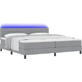 Syfax Boxspringbett mit Matratze mit LED Hellgrau 200 x 200 cm Stoff