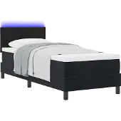 Syfax LED Boxspringbett mit Matratze mit LED Schwarz 80 x 200 cm Samt