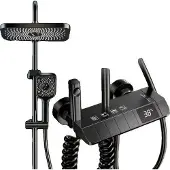 OEM Duscharmatur Set, LED Digitalanzeige, Dreifachbedienung, Schwarz mit Digisplay