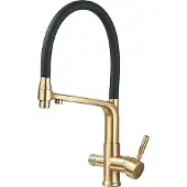 OEM Küchenarmatur, 360° schwenkbar, Dual-Handle, Gebürstetes Gold