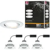 Paulmann LED-Spot Nova Plus Coin 3er rund weiß 2.700 K IP65 Plus, dimmbar, weiß / opal, für Flurbereich, Aluminium, Modern