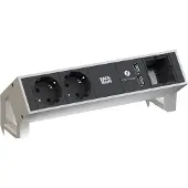 Bachmann 902.428 DESK2 2xCEE7/3 1xUSB Charger 1xCM 0,2m INOX 902428