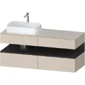 Duravit Collection One Konsolenwaschtischunterbau, 2 Auszüge, 2 Schubkästen, Ausschnitt links, 1400x550x600mm, Nische Graphit Supermatt, QA4765080830000, Farbe: taupe supermatt