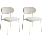 Beliani Esszimmerstuhl 2er Set Hellbeige Gepolstert Ohne Armlehnen Metallbeine Polsterstuhl Modernes Design