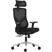 MarkAdler Manager 3.3 | Ergonomischer Bürostuhl Drehsessel | 130 kg belastbar | Verstellbare Armlehnen Rückenlehne Kopfstütze | Stoff | Schwarz