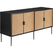 TecTake Sideboard Juna im Boho-Stil, Holzkorpus mit Fronten in Jute-Optik 150 x 47 x 77 cm, höhenverstellbare Füße