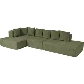 Mendler Sofa-Garnitur MCW-Q28, L-Sofa Couch Loungesofa, Stoff Chenille (270 g/m²) Liegefläche links 60x310x150cm grün
