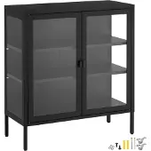 TecTake Metallvitrine Baker Kippschutz, höhenverstellbare Füße