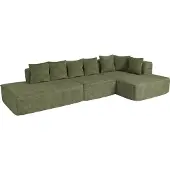 Mendler Sofa-Garnitur MCW-Q28, L-Sofa Couch Loungesofa, Stoff Chenille (270 g/m²) Liegefläche rechts 60x310x150cm grün