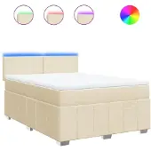 Syfax Boxspringbett mit Matratze Creme 140x200 cm Stoff