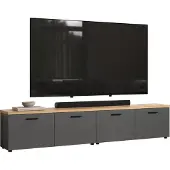Ebuy24 Baggio WO:Ko.+Fr.Anthrazit Melamin,Abs.Ko.Evoke Oak Nachbildung,TV-Möbel