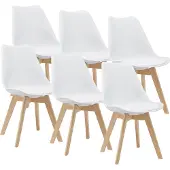 En.casa Esszimmerstuhl ’Fläten’ 6er Set Polsterstuhl Kunstleder Weiß