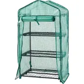 En.casa Gewächshaus 'Chaam' mit 3 Ablagen 125x69x49cm Grün